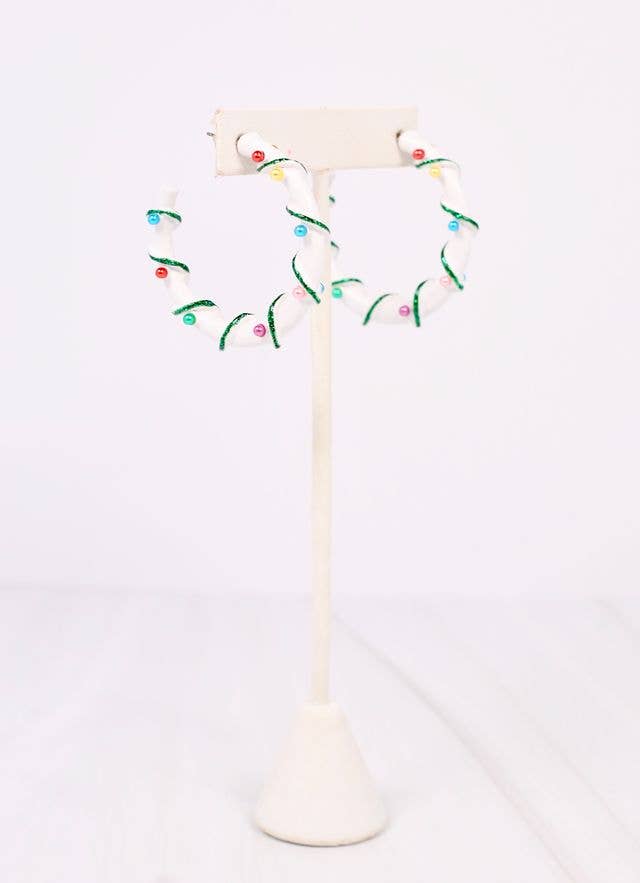 Christmas Lighs Hoop Earring WHITE MULTI - BFF Here