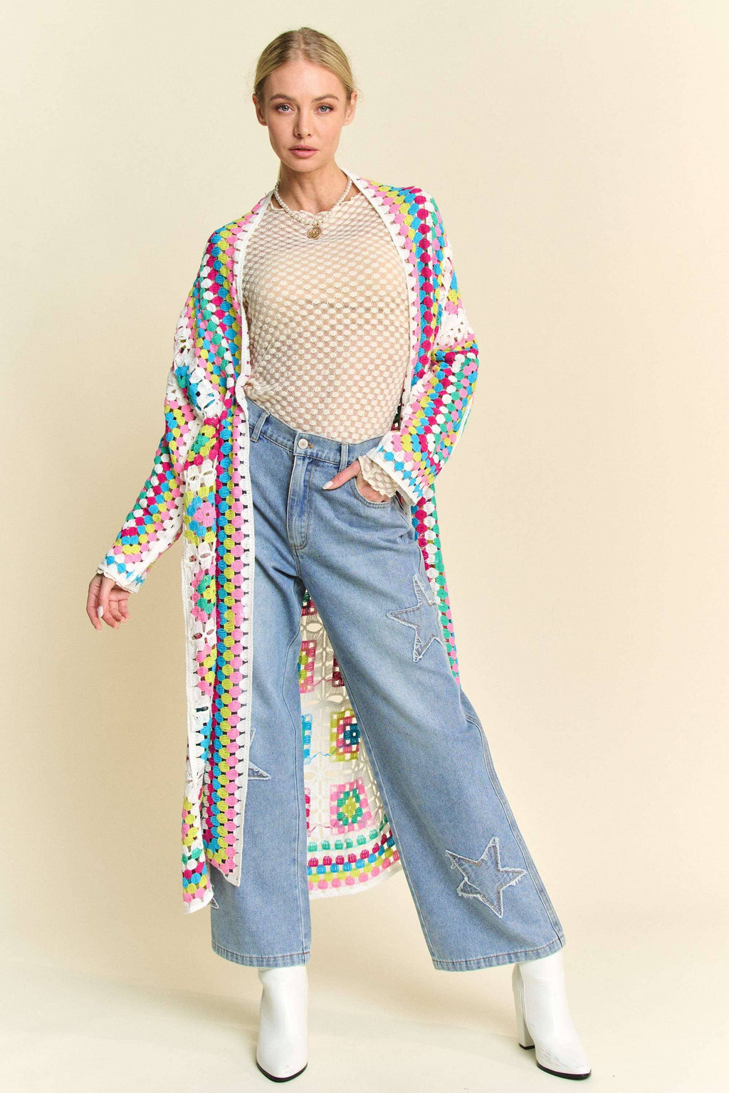 Colorburst Crochet Duster Cardigan - BFF Here