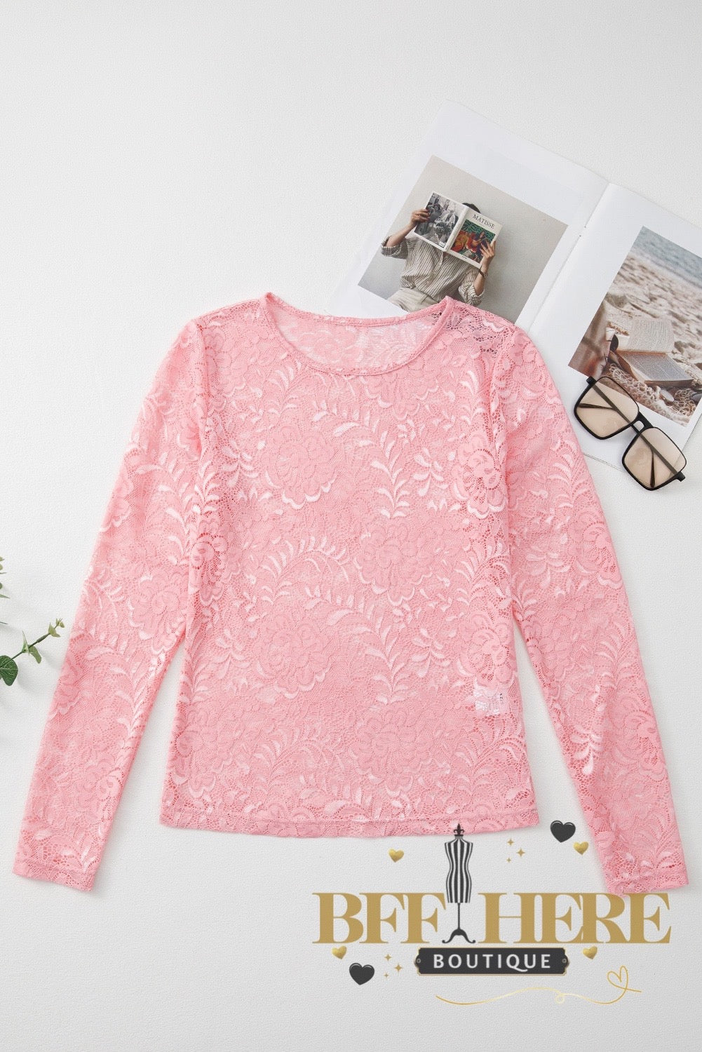 Pretty In Pink Lace Mesh Top - BFF Here