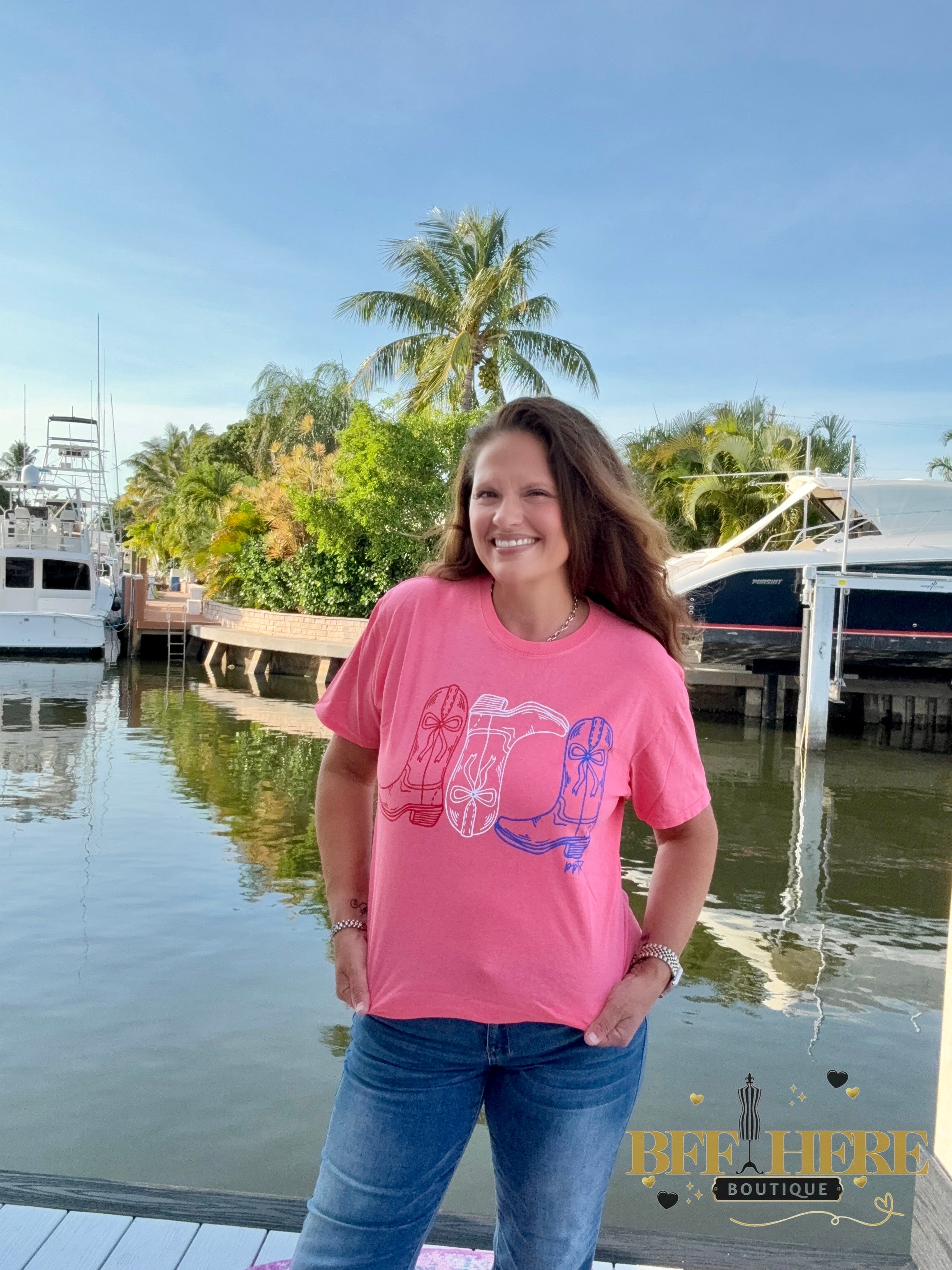 Red, White & Boots Tee - BFF Here