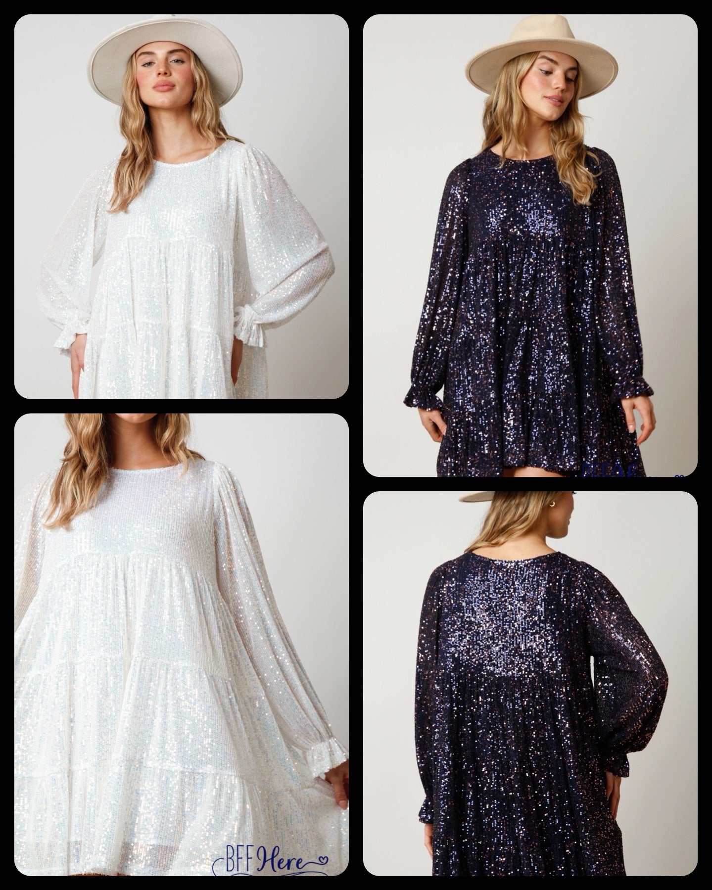 Luminous Elegance: Tiered Sequins Dress / Choice of Colr - BFF Here
