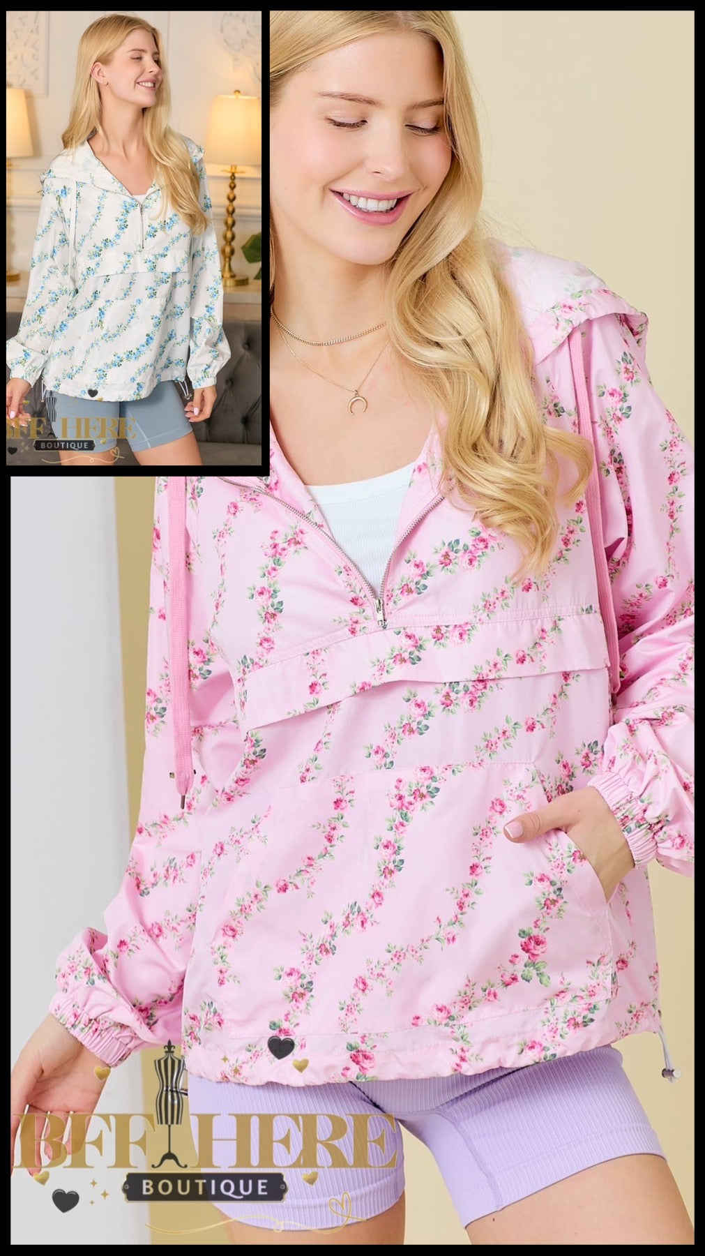 Floral Fun! Lightweight Windbreakers for Breezy Days (Blue Ships End of September) - BFF Here