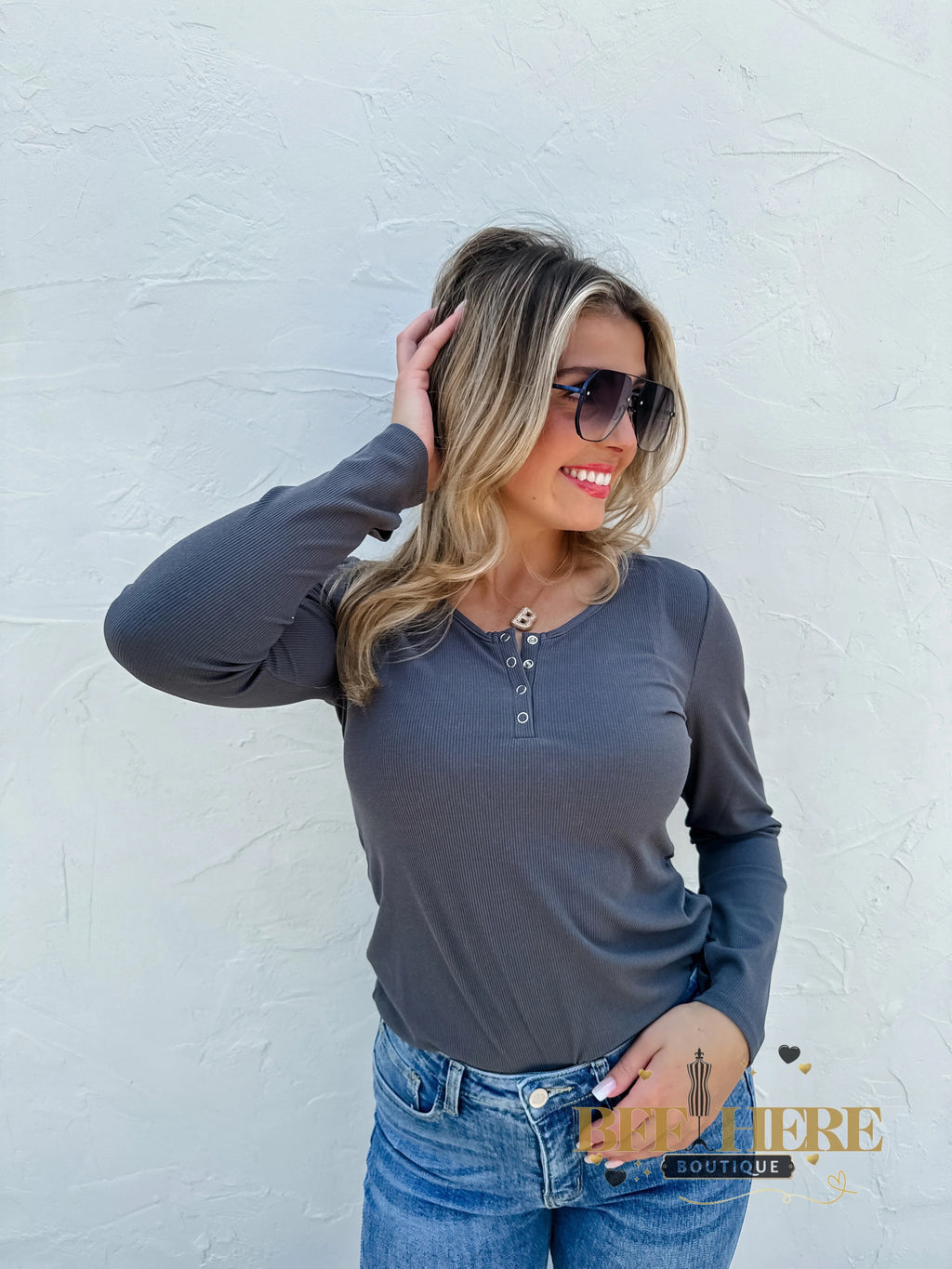 Fall Brooklyn Snap Henley Top / Choice of Color - BFF Here