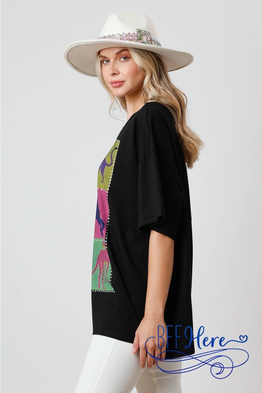 Wild & Stylish: Color Block Cheetah Tee Choice of Color - BFF Here