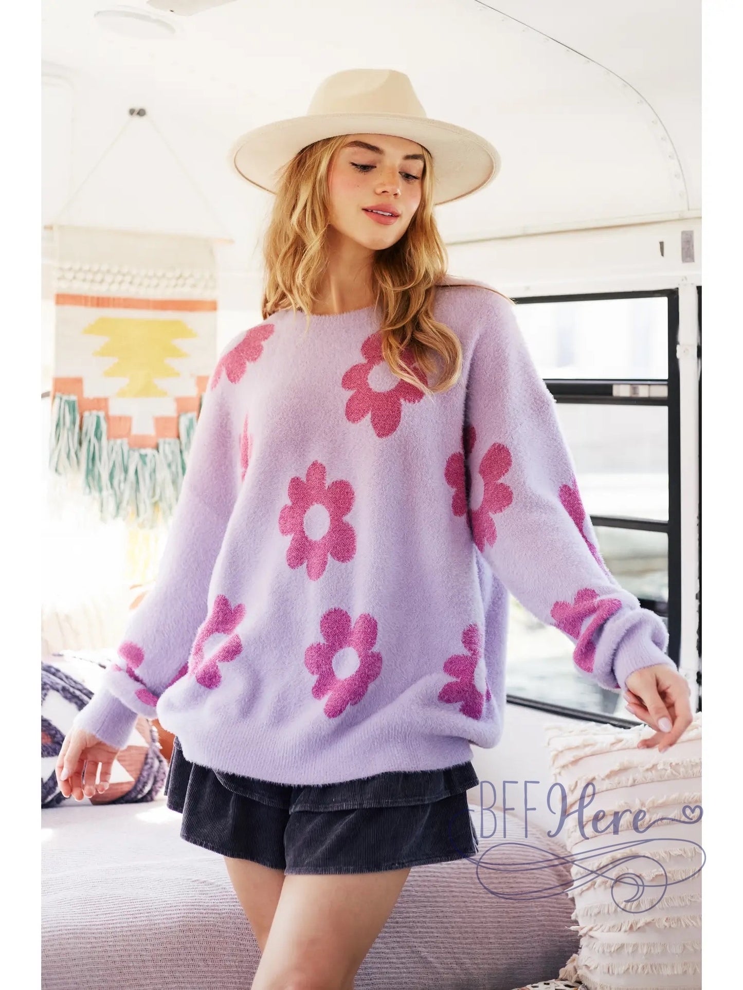 Whimsical Warmth: The Daisy Mohair Sweater - BFF Here