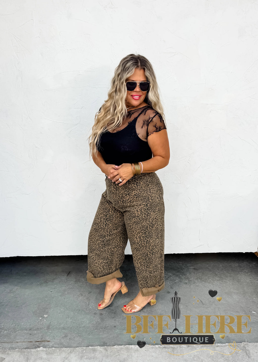 Cheetah Barrel Jeans by Blakeley - BFF Here