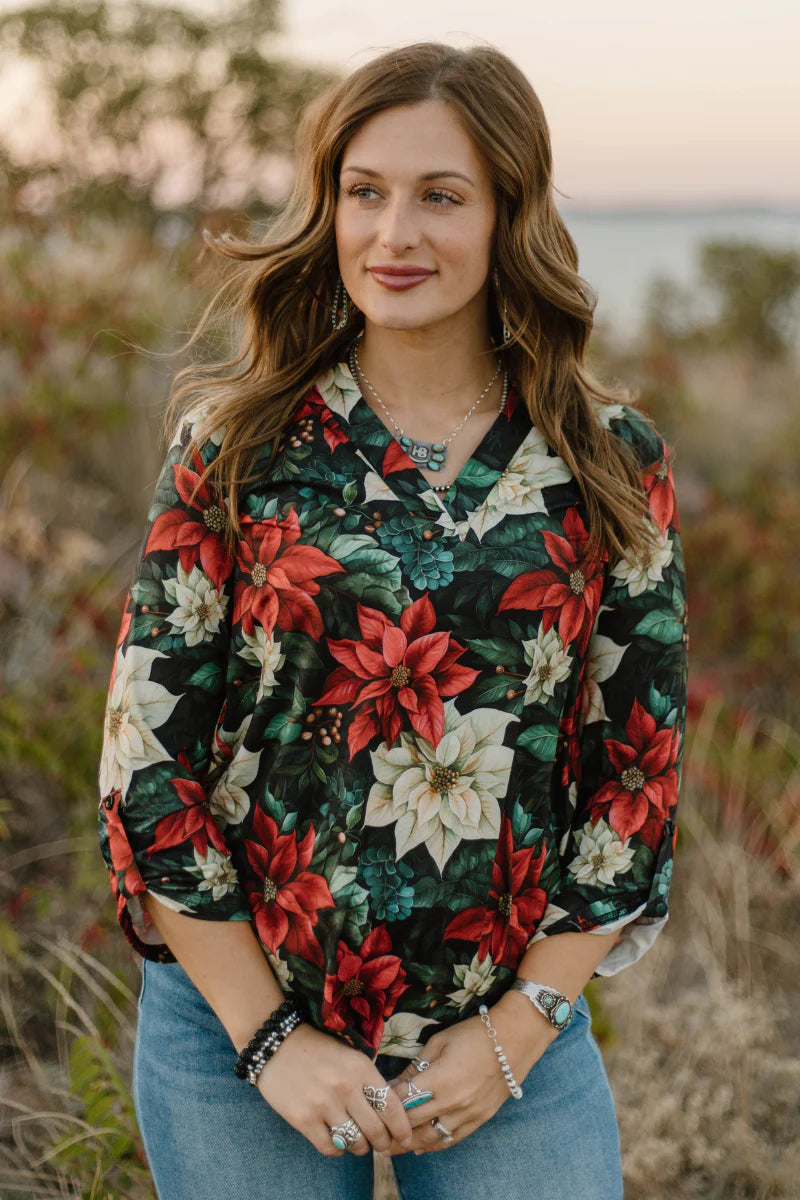 Poinsettia Season Top by Sterling Kreek - BFF Here