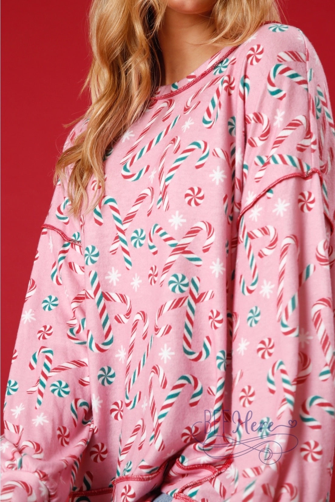 PREORDER: Sweeter Than Sugar: Candy Cane Print Pullover / Choice of Color (Ships Middle of October) - BFF Here