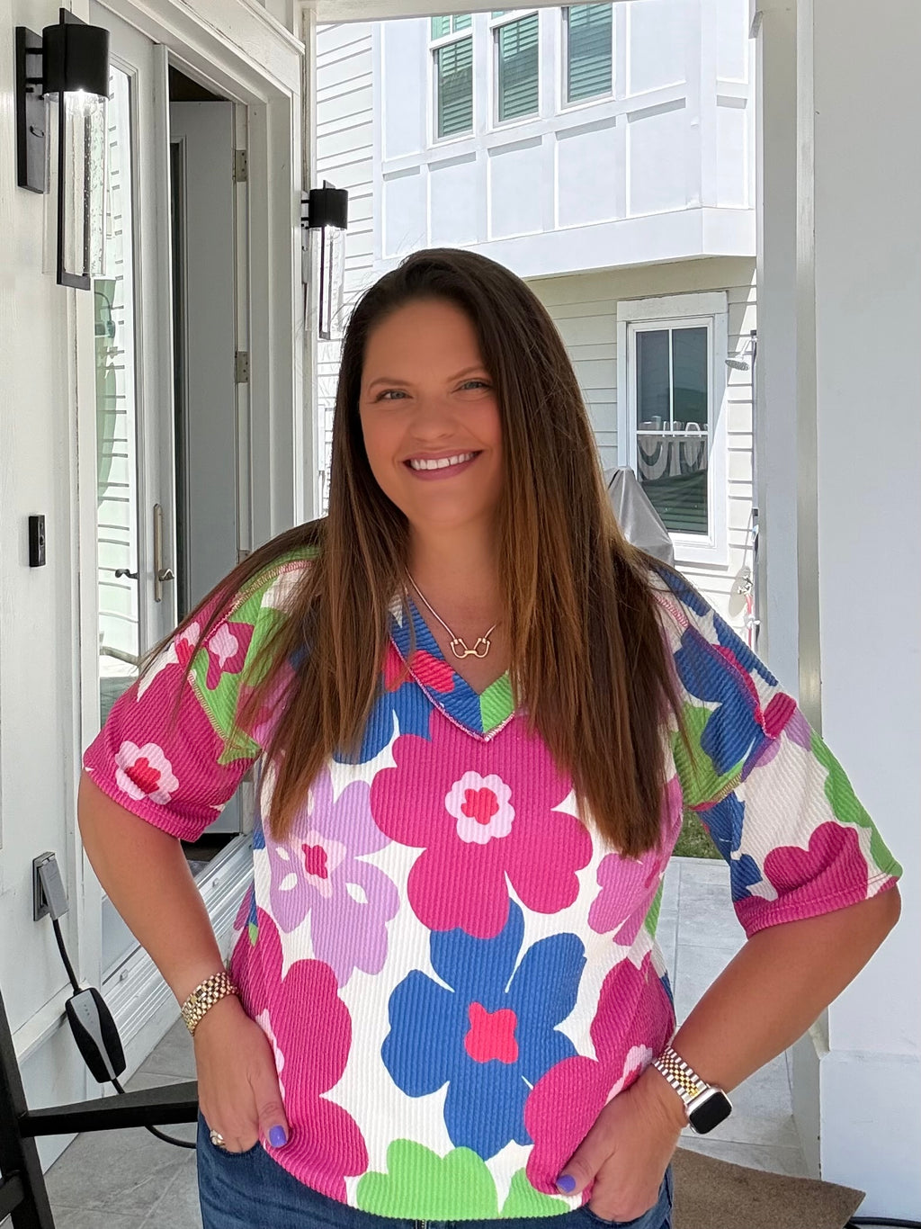 Cream and Fuchsia Flower Top by HeimishUSA (ARRAY) — Ships 2-3 weeks - BFF Here