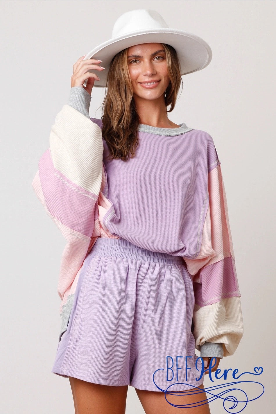 PREORDER: Snuggle Spectrum: Color Block Thermal Oversized Knit Top (Ships Middle of January $ - BFF Here