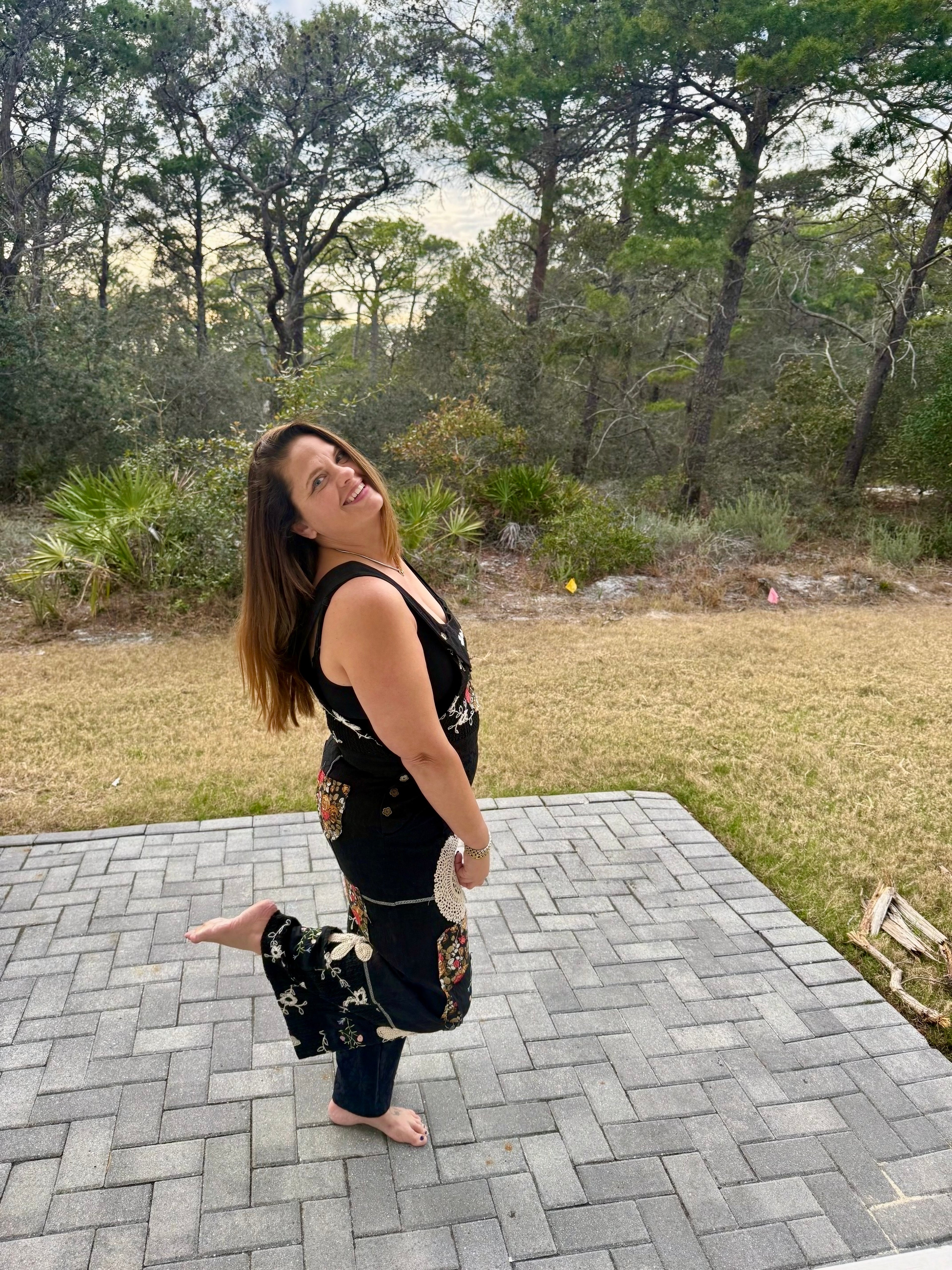 Floral Patch Stitch Detail Wide Leg Woven Overalls by POL (Ships 2-3 weeks) - BFF Here