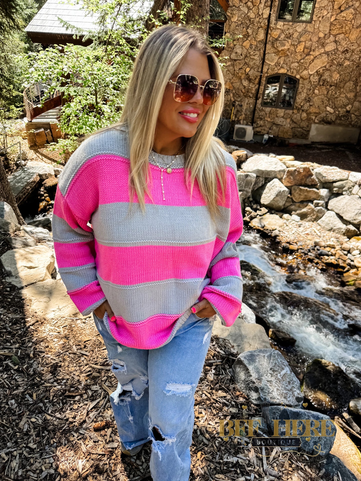 PREORDER: Kadie Stripe Knit Sweater / Choice Of Color by Blakeley (Ships End of October)