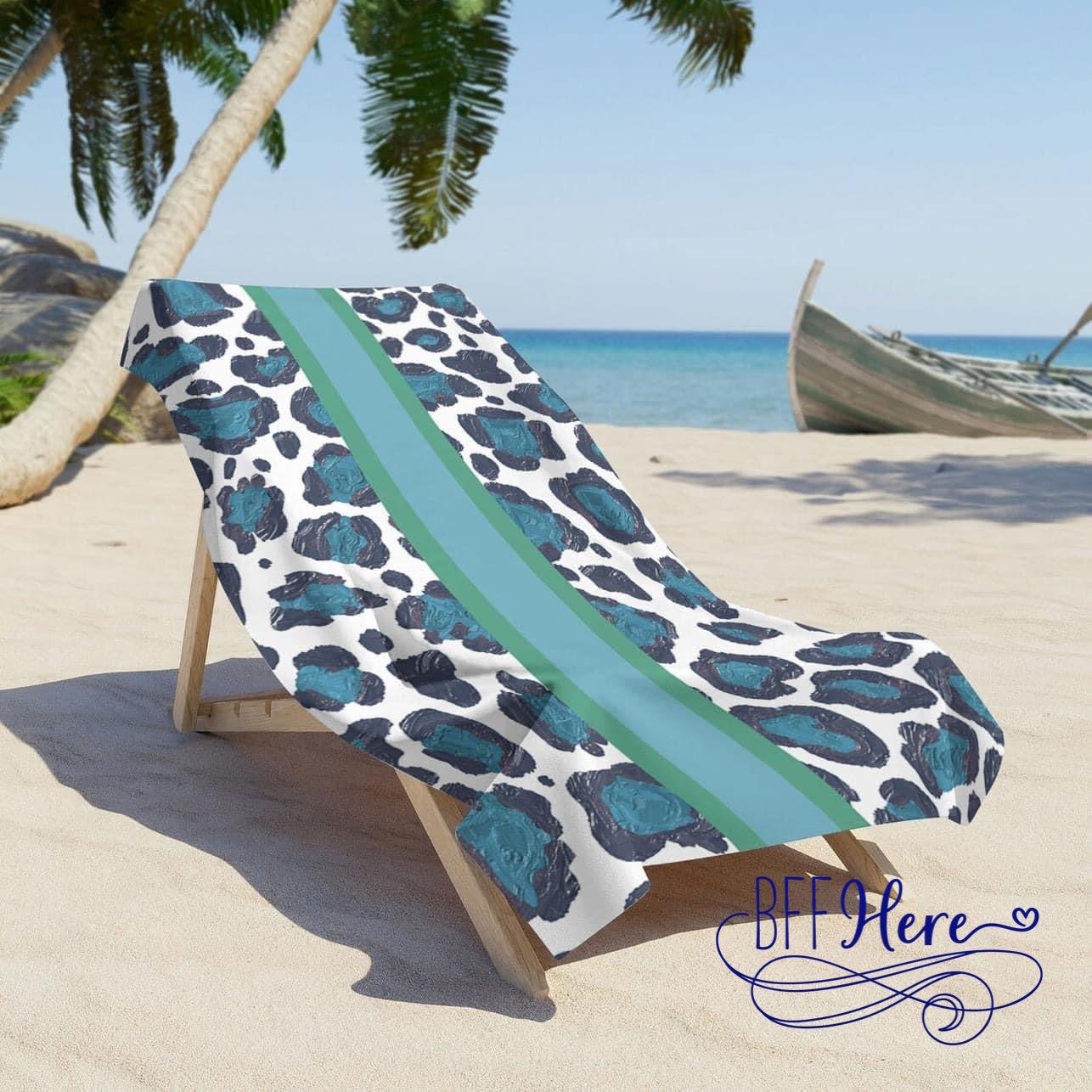 Ocean Prowl: Teal Leopard Print Towel - BFF Here