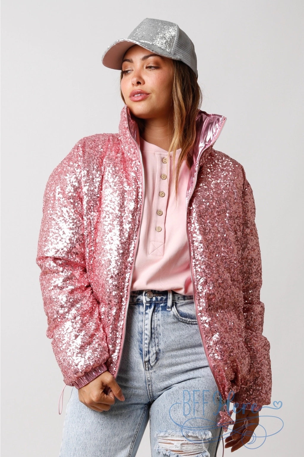 Sparkle Enchantment Sequin Puffer Jacket / Choice of Color - BFF Here