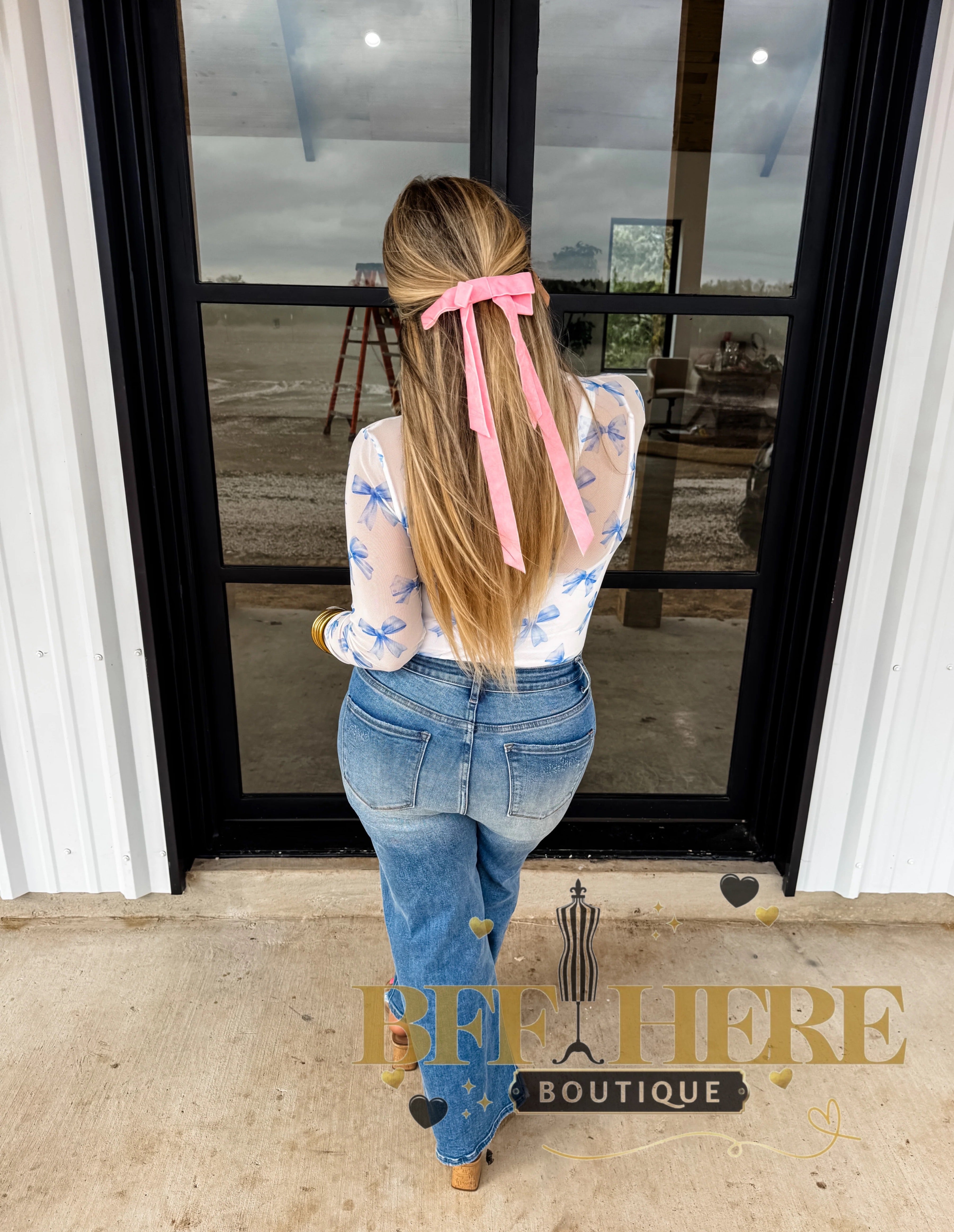 Chrissa Bow Mesh Top by Blakeley / Choice of Color - BFF Here