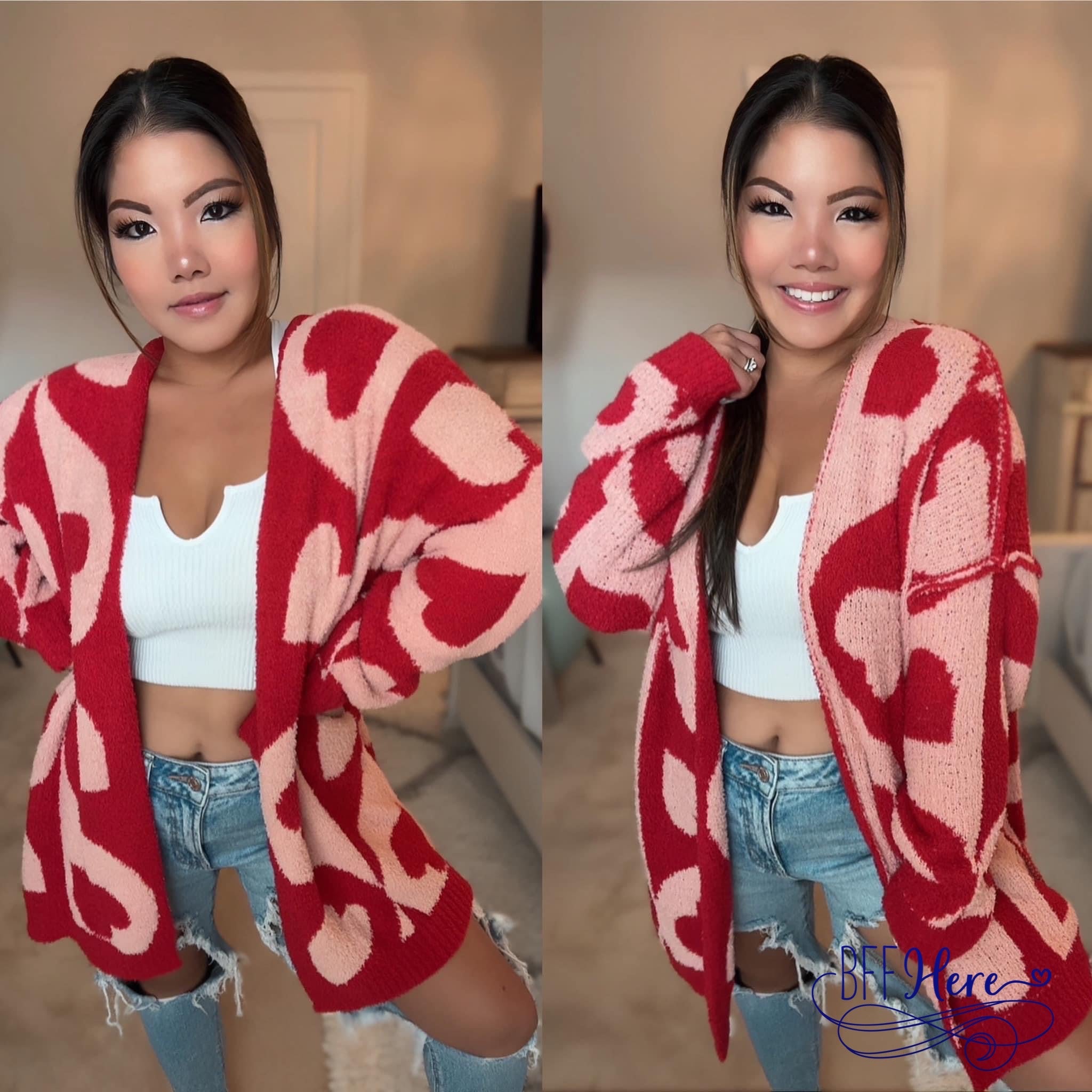 Twice the Love: Cloud and Heart Reversible Cardigan - BFF Here
