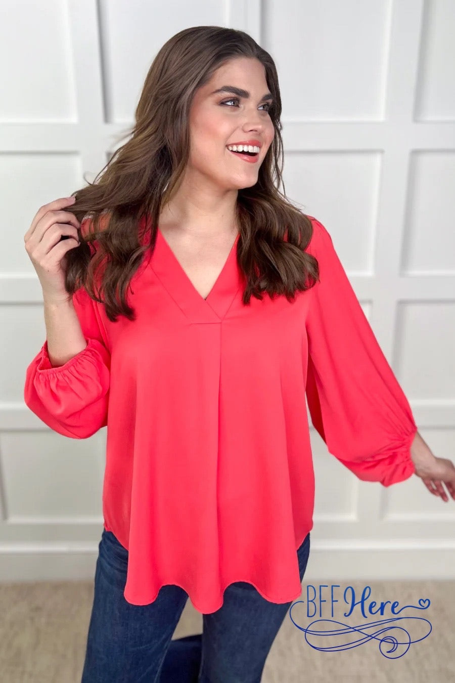 PREORDER-Jamie Balloon Sleeve Top / Coral (Ships Beginning of February) - BFF Here