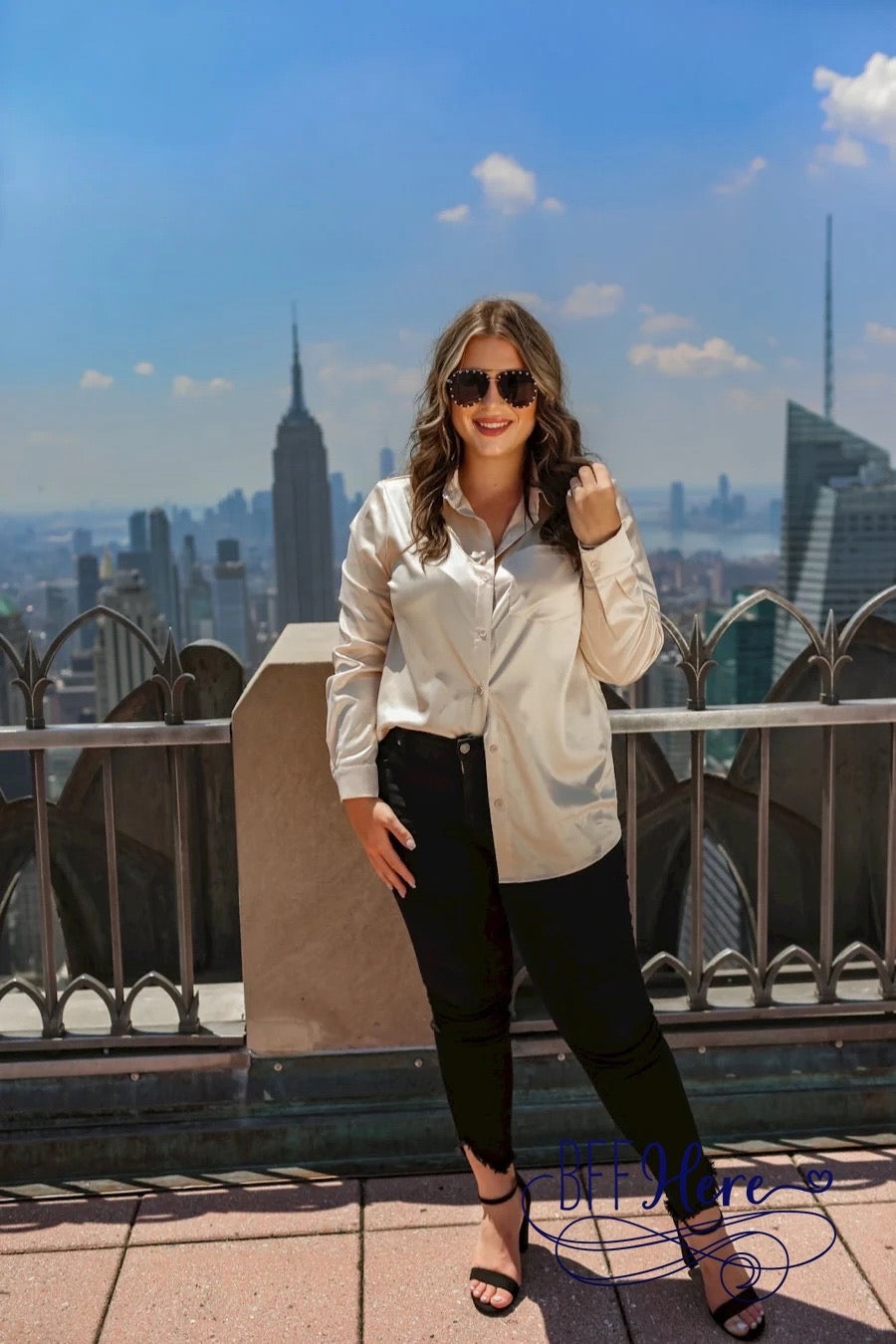 Boss Babe Button Up Top — Champagne - BFF Here