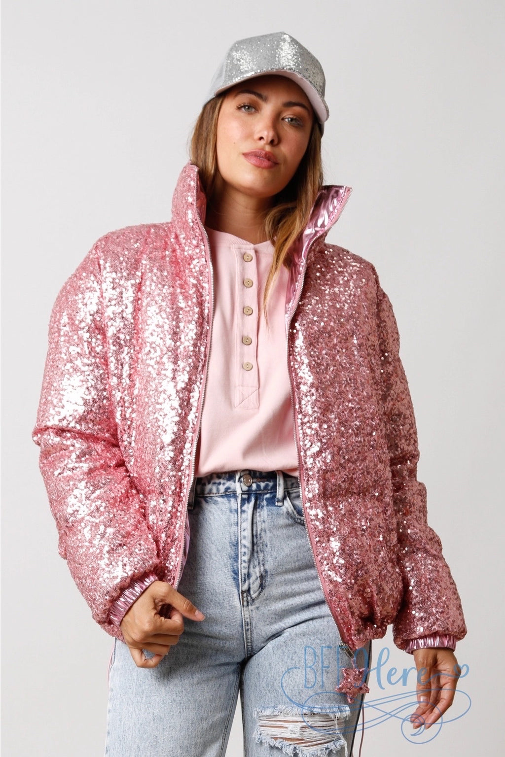 Sparkle Enchantment Sequin Puffer Jacket / Choice of Color - BFF Here