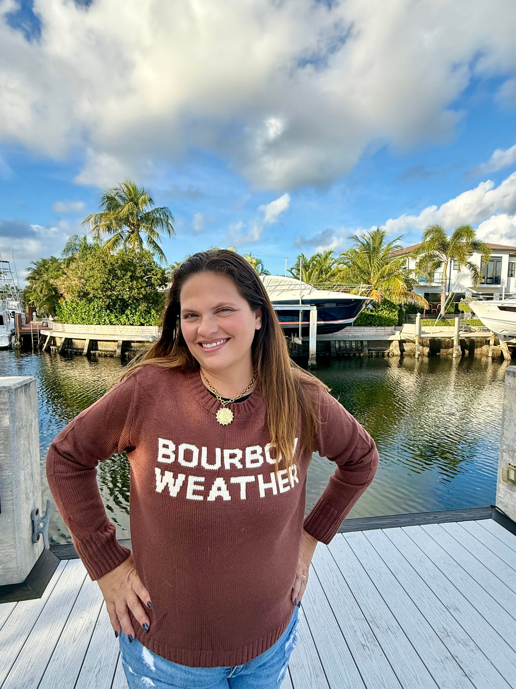 Brown Bourbon Weather Sweater by Panache - BFF Here