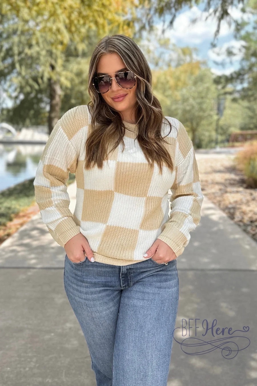 Check Yes Checkered Sweater - BFF Here