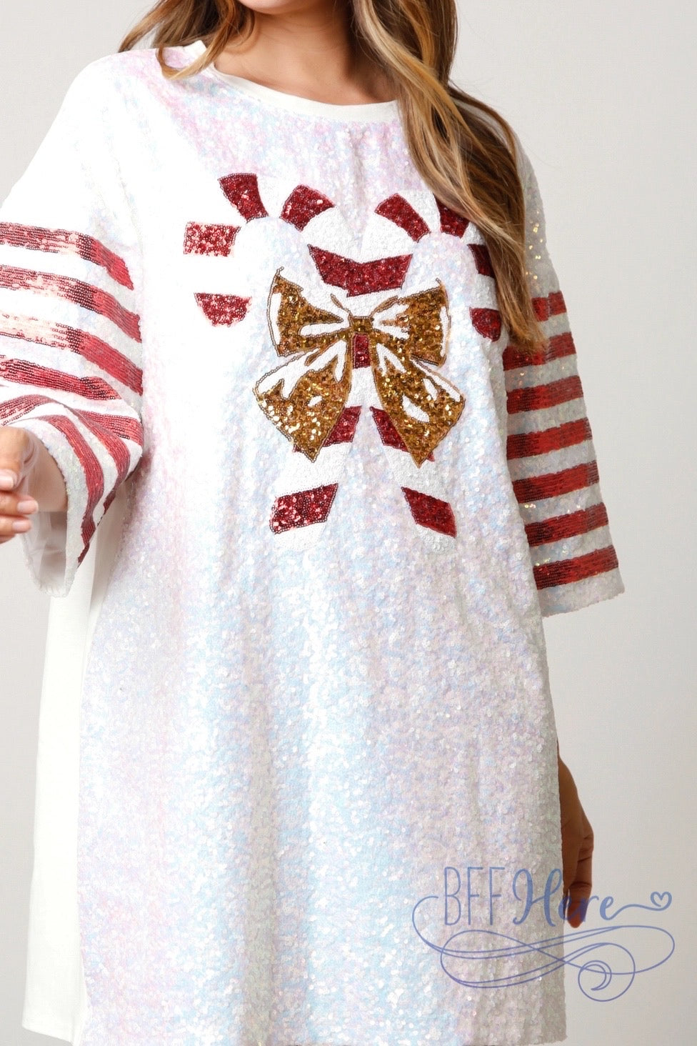Sweet Sparkle Sequin Candy Cane Dress / Choice of Color - BFF Here