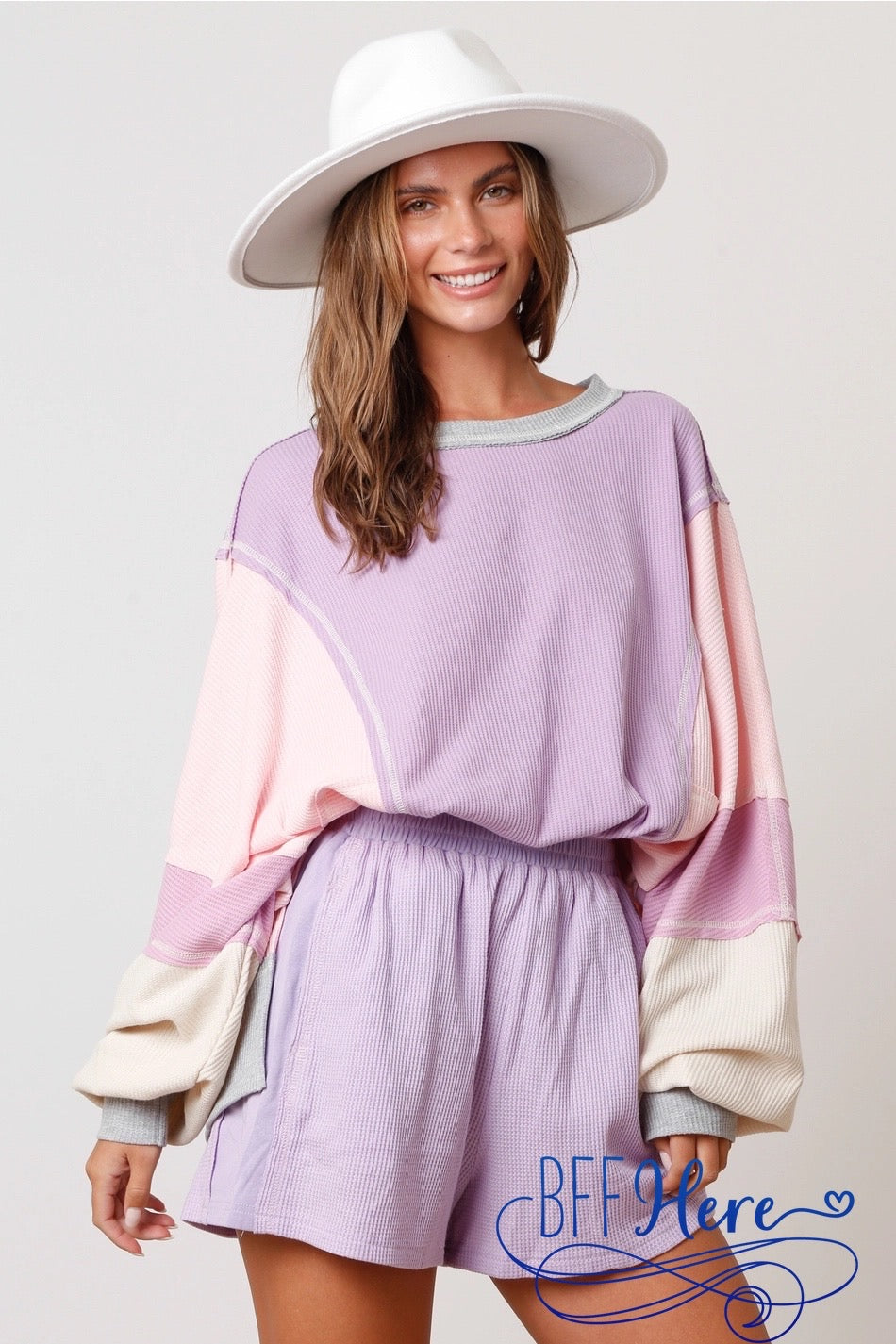 PREORDER: Snuggle Spectrum: Color Block Thermal Oversized Knit Top (Ships Middle of January $ - BFF Here