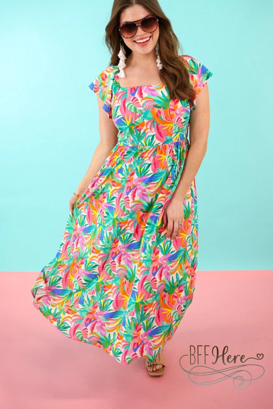 PREORDER-Take Me To Cabo Tropical Dress (Ships Middle of June) - BFF Here