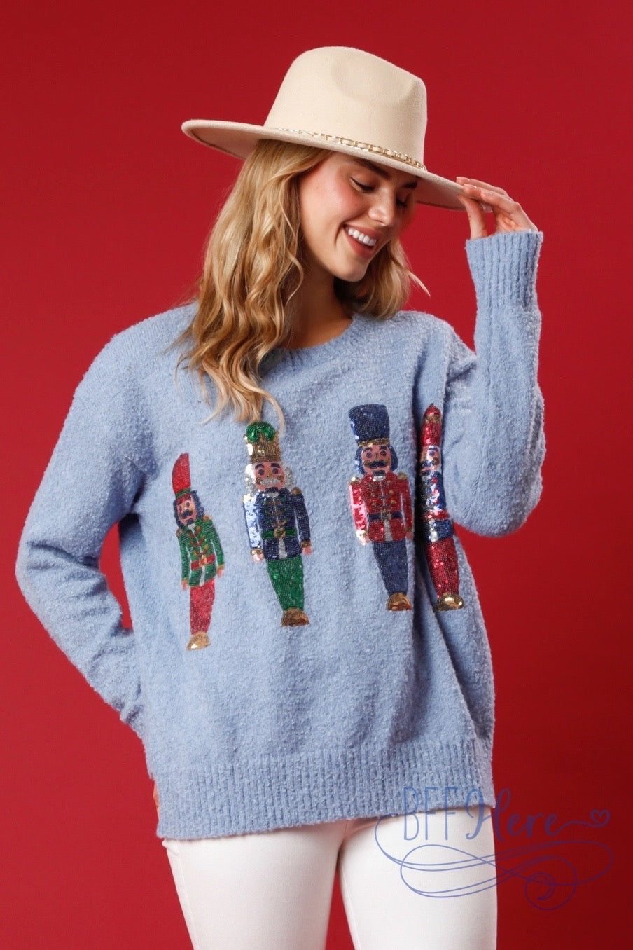 Twinkling Nutcracker Sequin Comfort Sweater - BFF Here