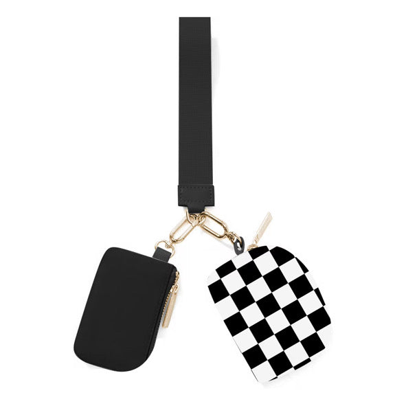 PREORDER: Double Pouch Wristlet by Jess Lea Black/White Checkered (ETA: Late November) - BFF Here
