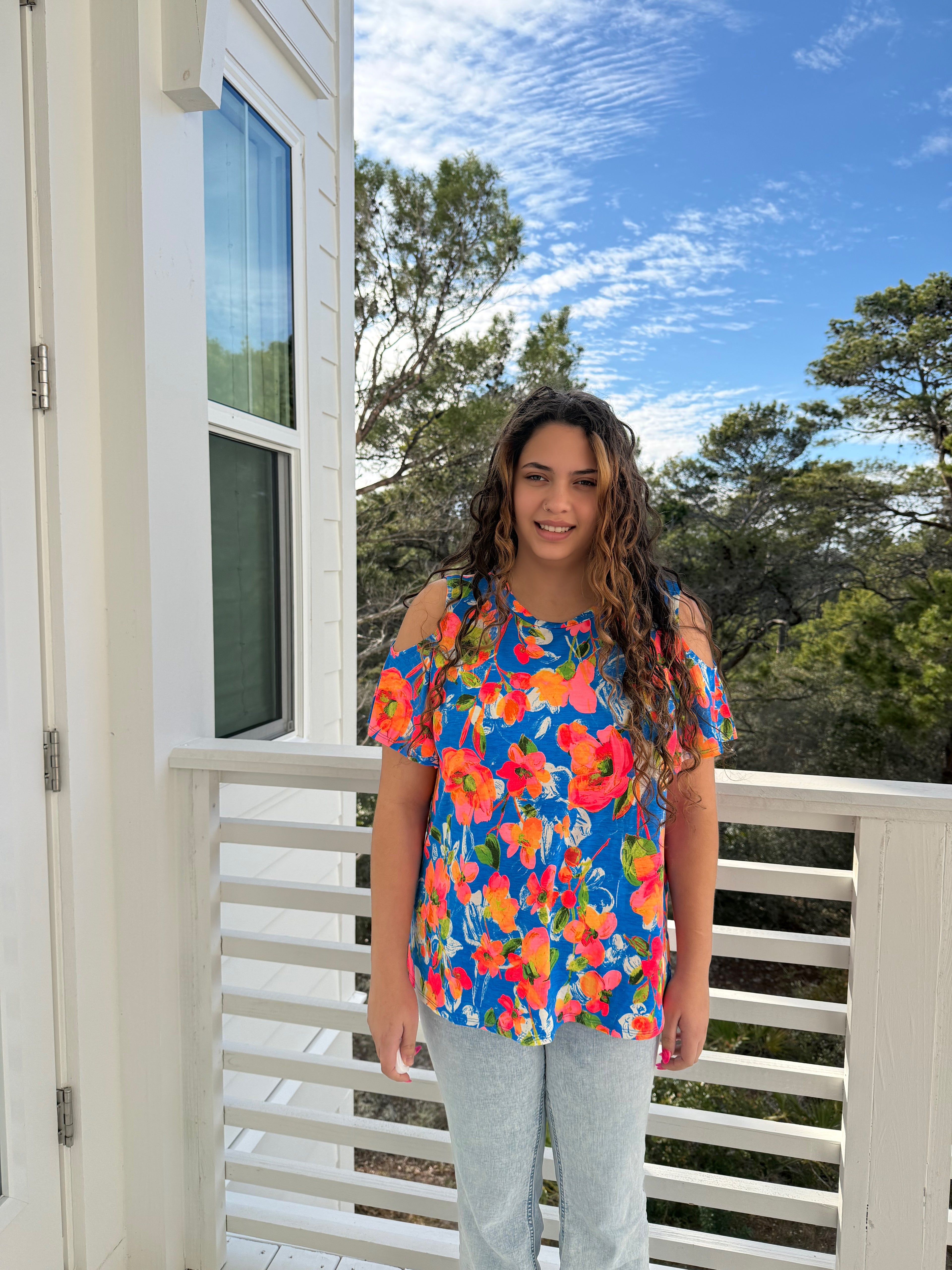 Bright Bloom Cold Shoulder Top  by Sew In Love (Ships 2-3 weeks) - BFF Here