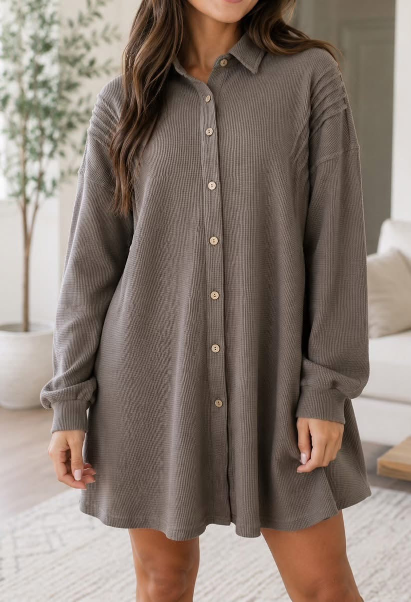 PREORDER: The Marlowe Waffle Shirt Dress (ETA: August)
