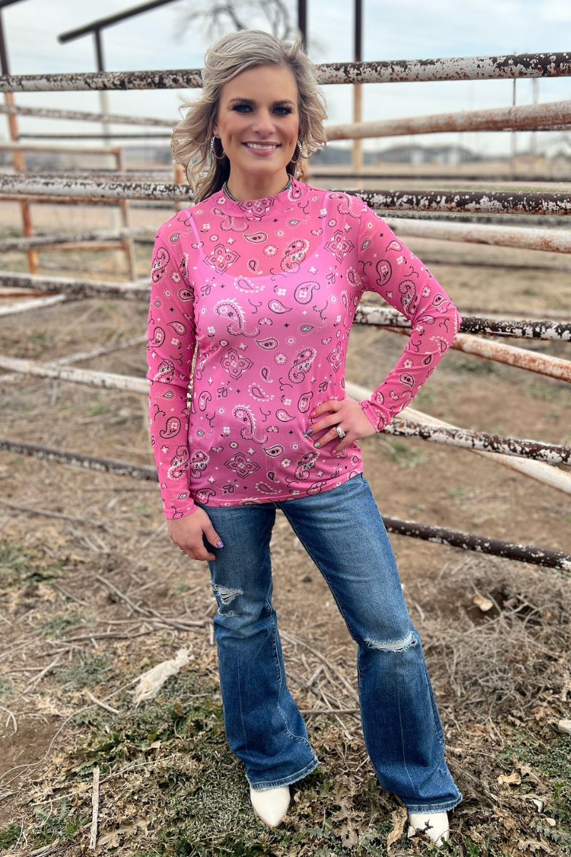 Bandana Babe Mesh Top / Pink by Sterling Kreek - BFF Here