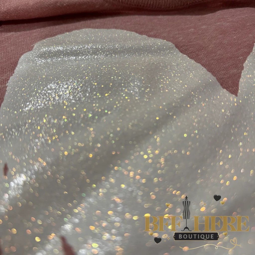 White Glitter Heart French Terry / Adult - BFF Here