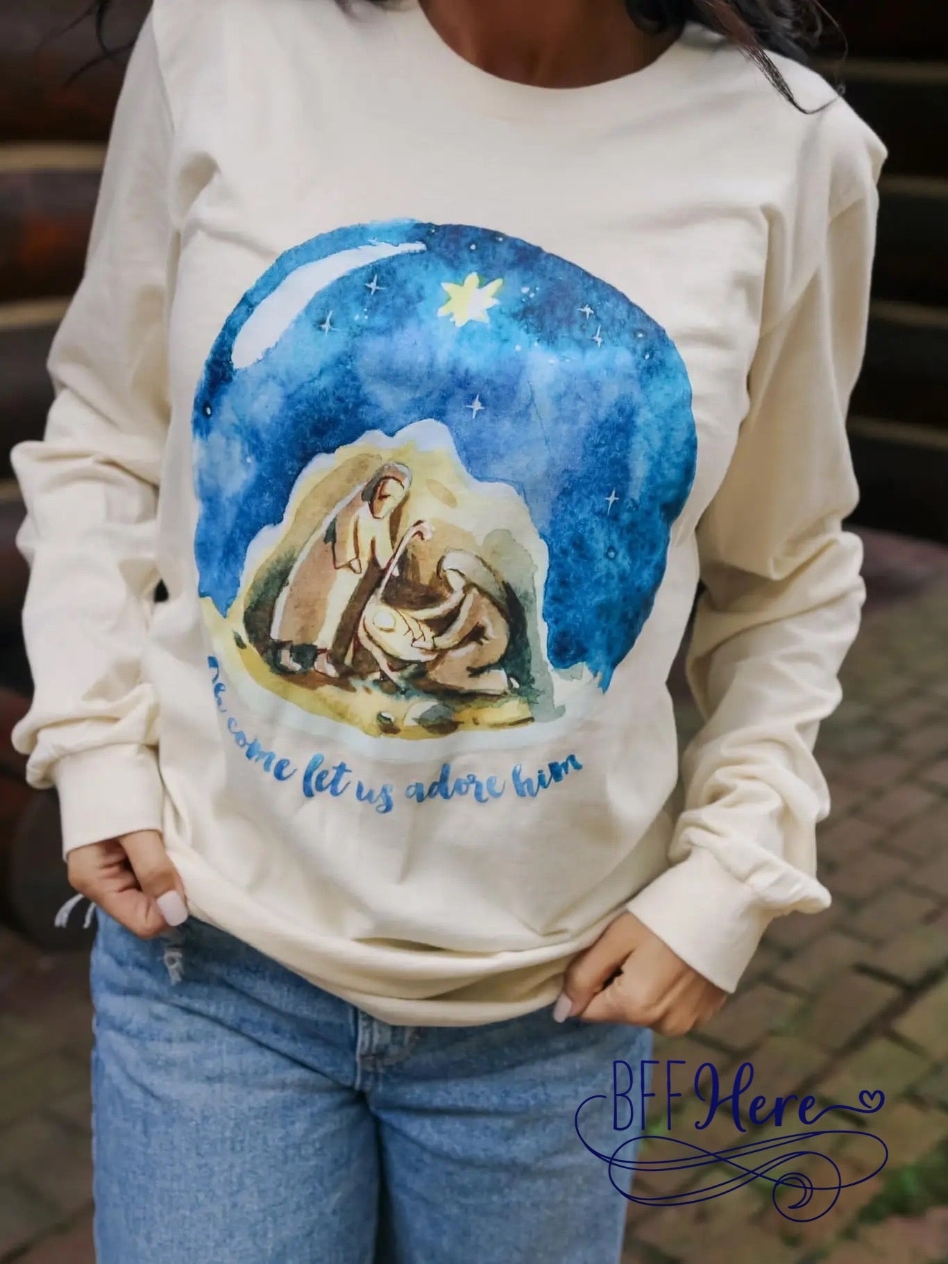 Oh Come Let Us Adore Him Longsleeve Tee - BFF Here