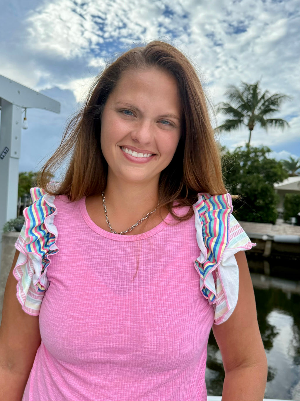 Candy Pop Ruffle Sleeve Tee - BFF Here