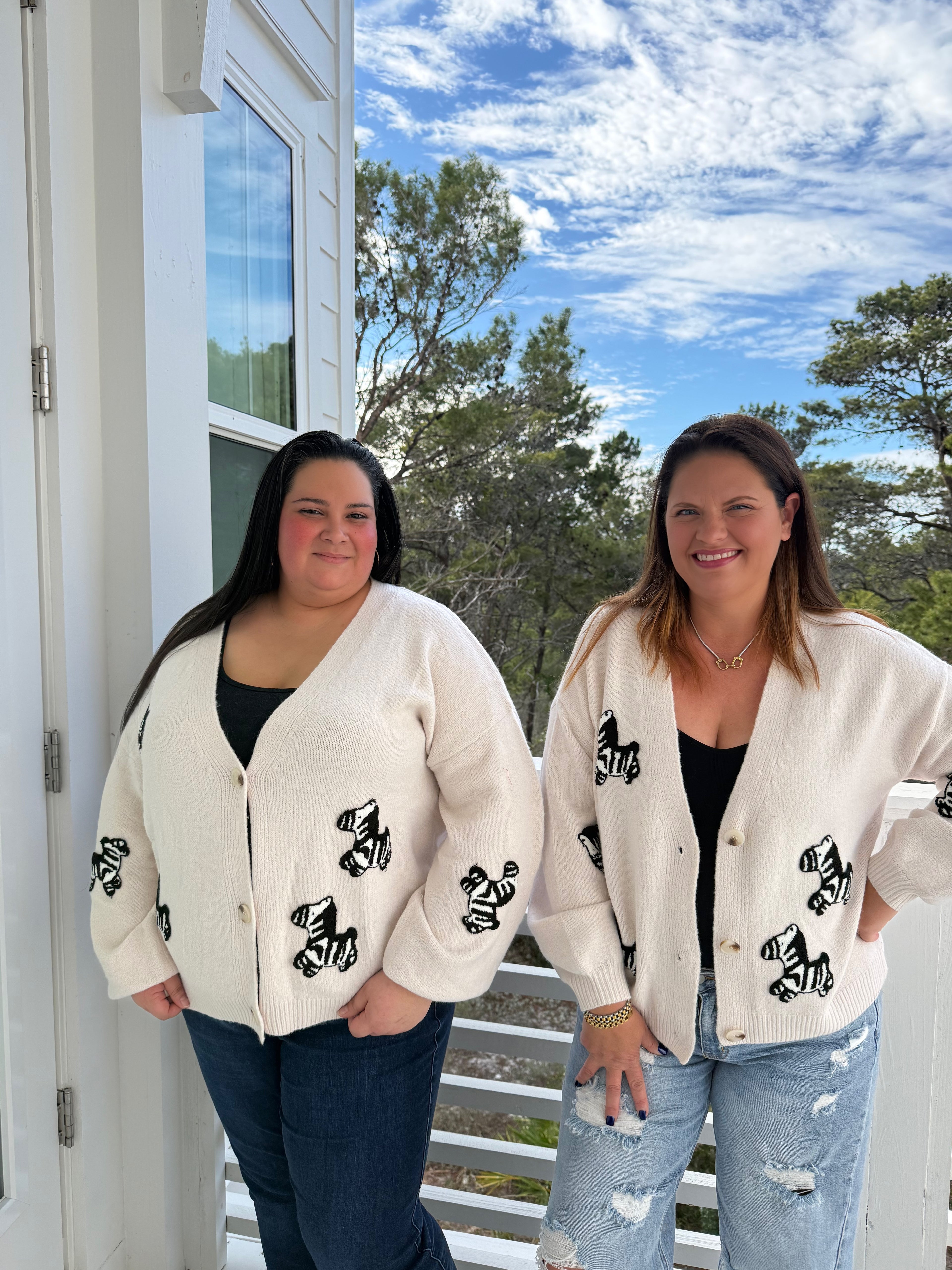 Button Front Cardigan with Zebra Patch by Sew In Love (Ships 2-3 weeks) - BFF Here