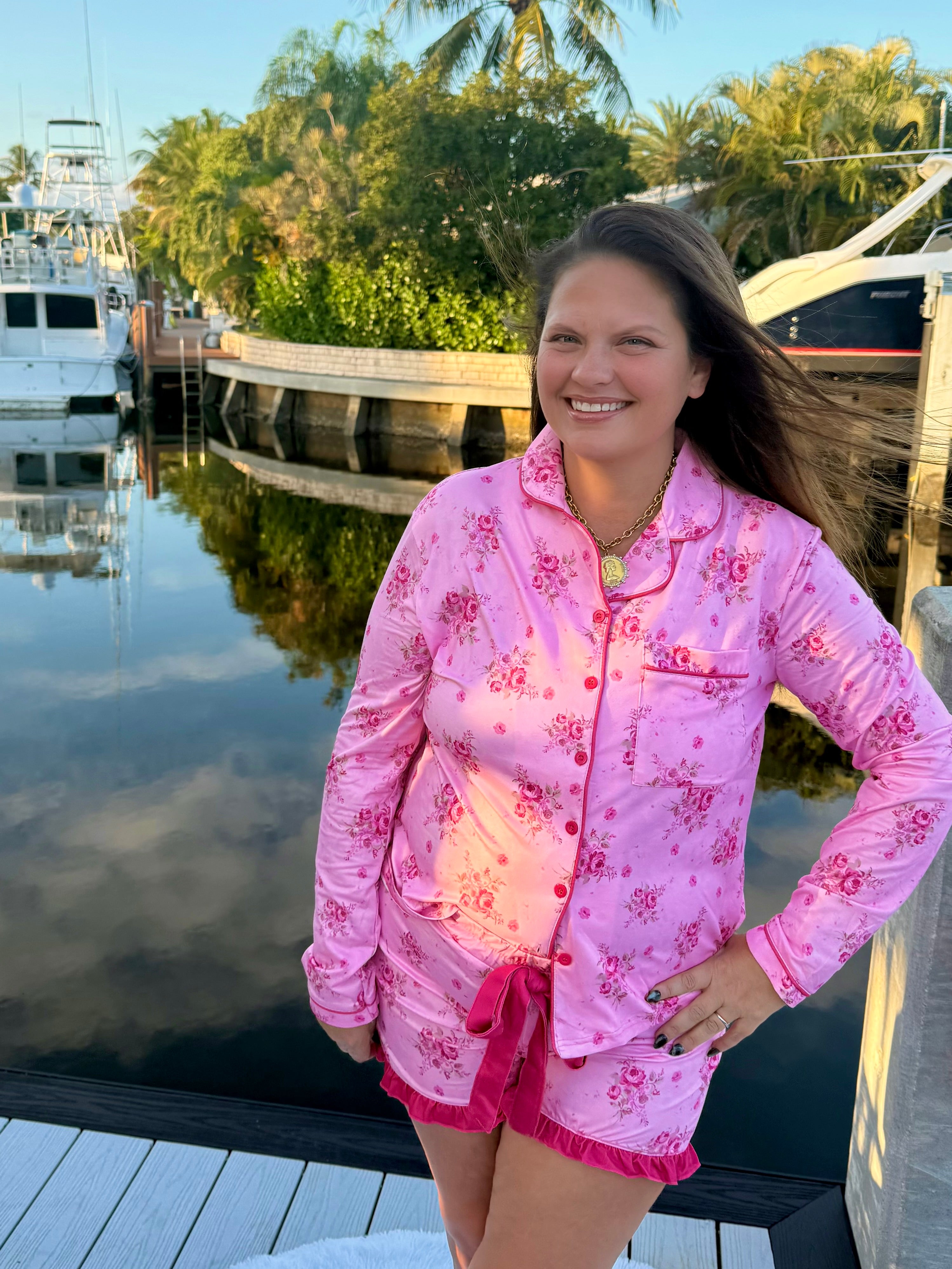 Blushing Blooms Ruffle Pajama Set by Jess Lea - BFF Here