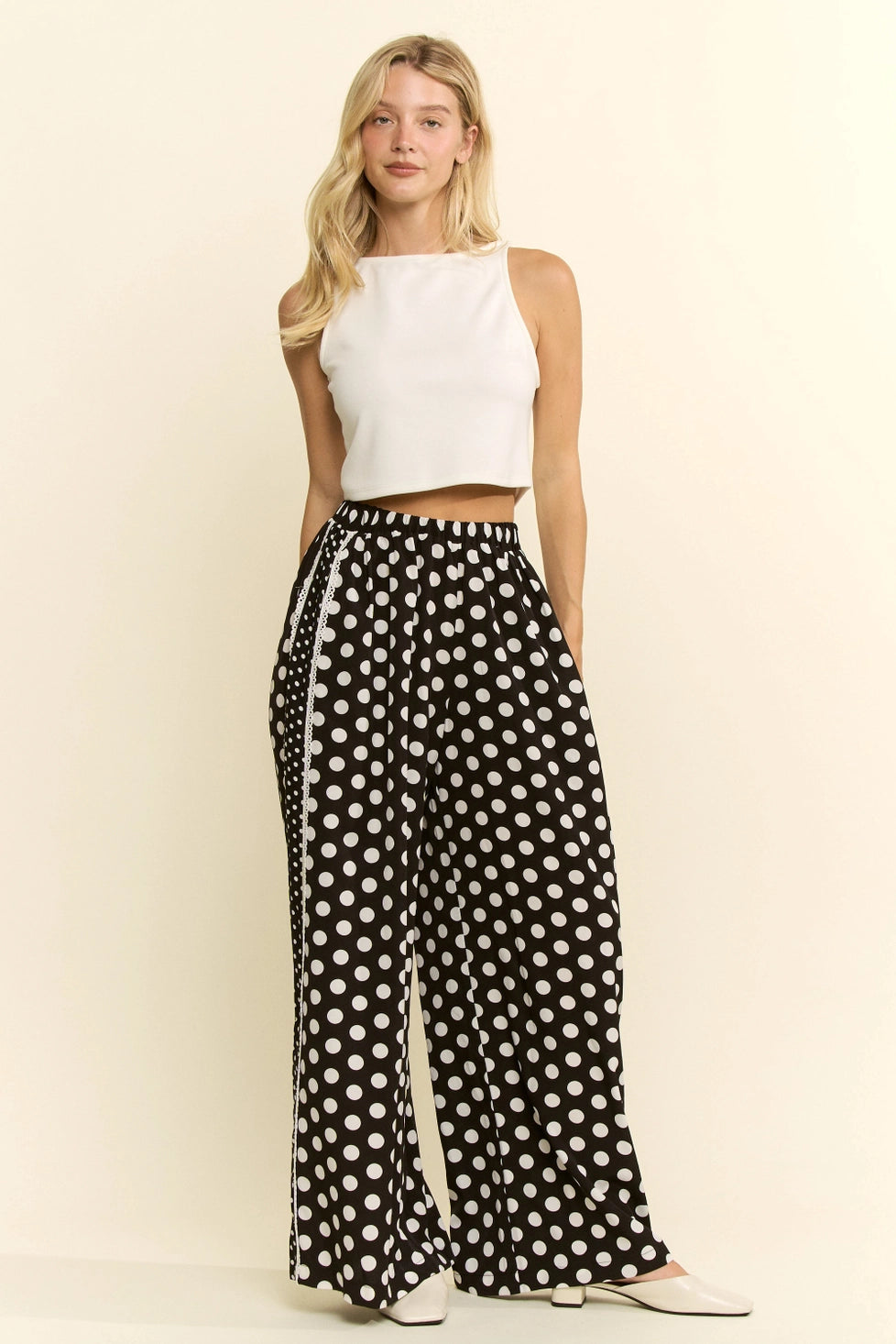 Contrast Dot Side Panel Pants (ARRAY) by Jade by Jane (Ships 2-3 weeks) - BFF Here