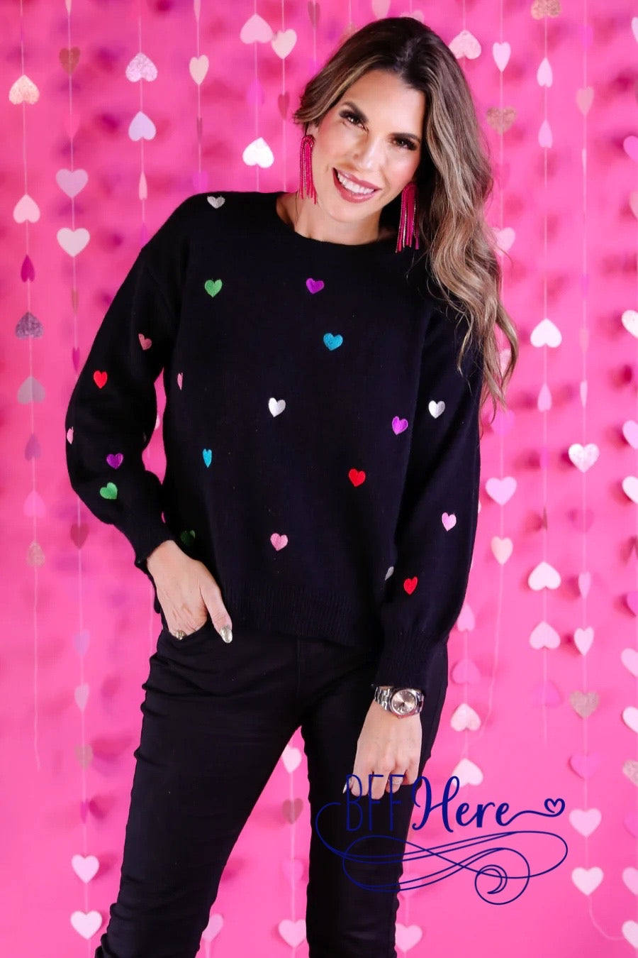 PREORDER-Love In The Air Heart Sweater - BFF Here