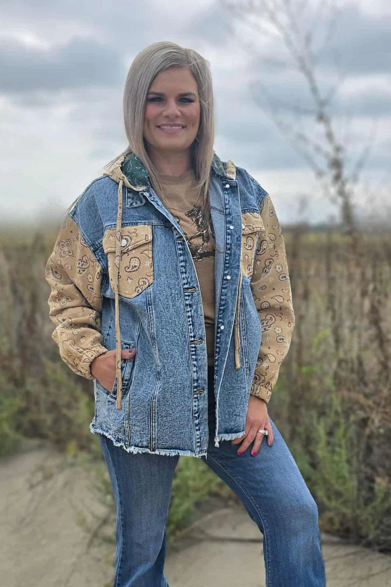 Bandana Country Denim Shacket by Sterling Kreek - BFF Here