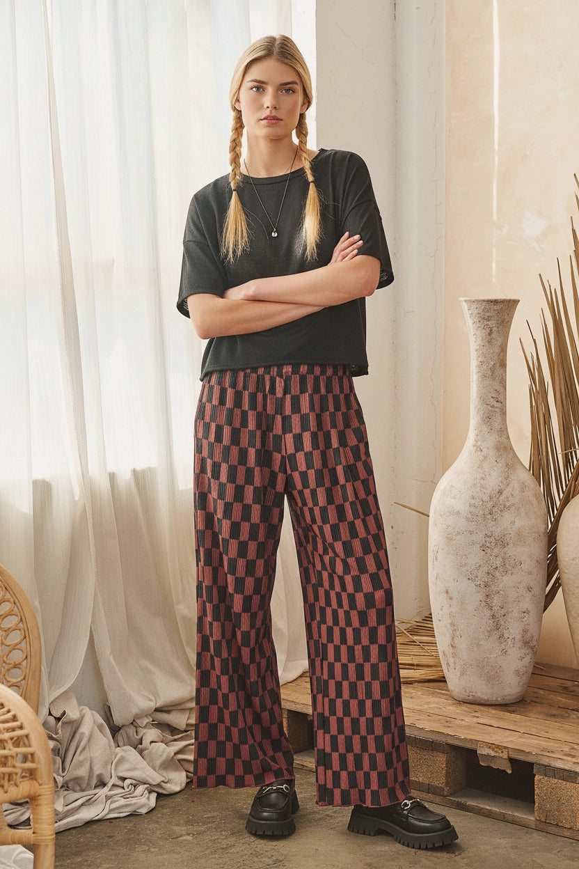 Retro Checkered Wide-Leg Pants by Jade by Jane (Ships 2-3 weeks) - BFF Here