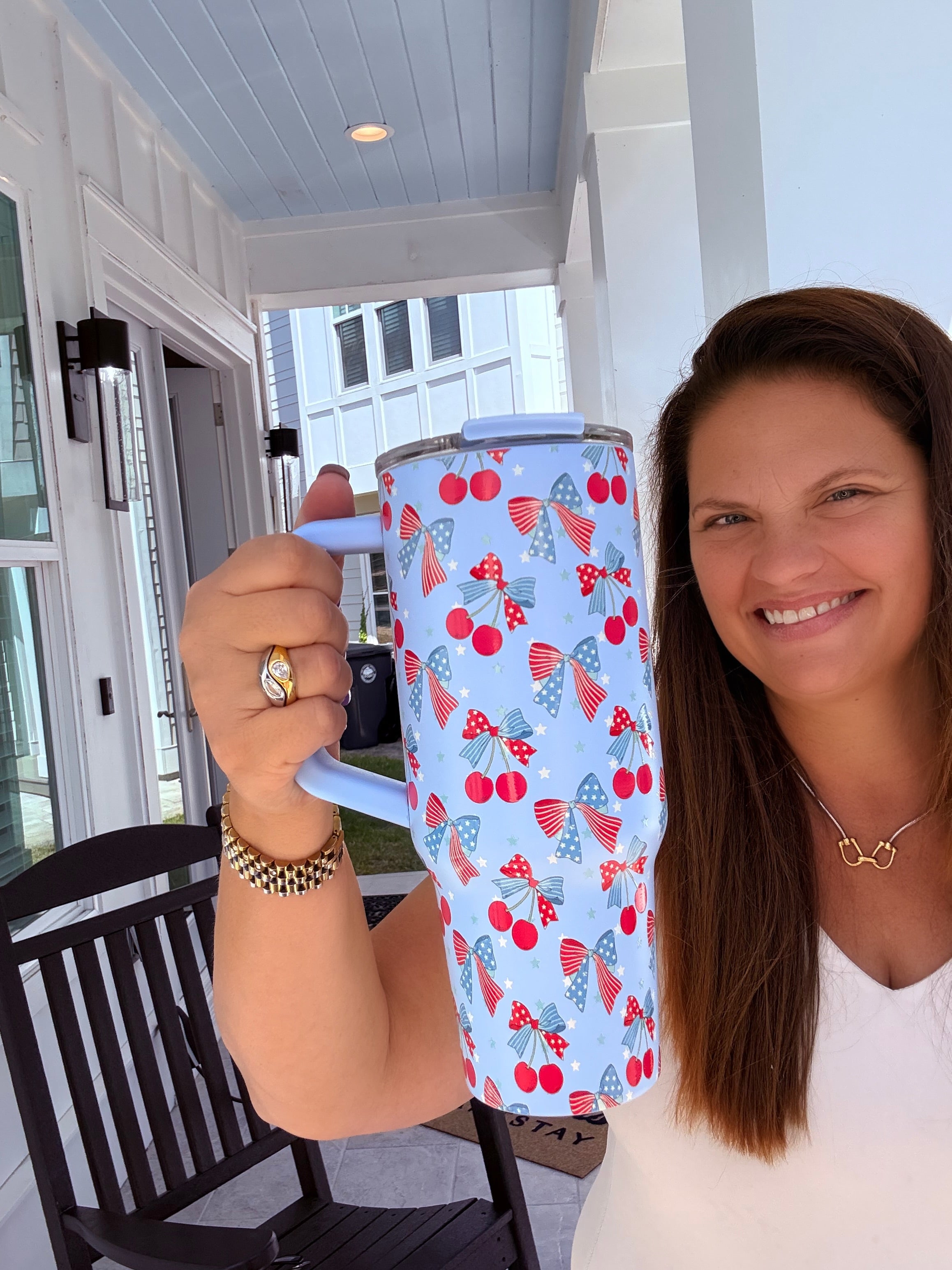 Americana Bow Cherries Printed 40oz Tumbler by Judson & Co. (ARRAY) — Ships 2-3 weeks - BFF Here