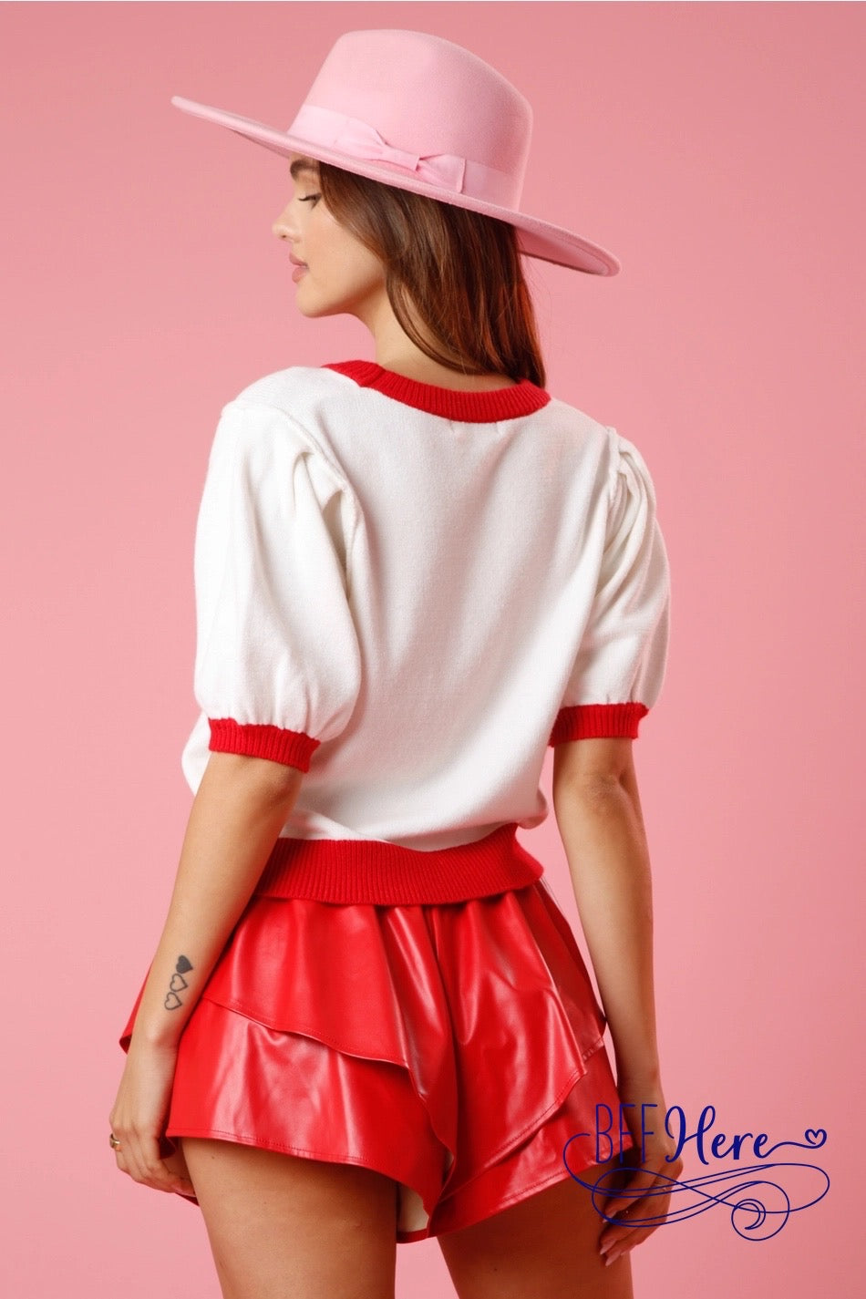 Chic Hugs & Kisses: Color Block XOXO Lurex Embroidery Sweater - BFF Here