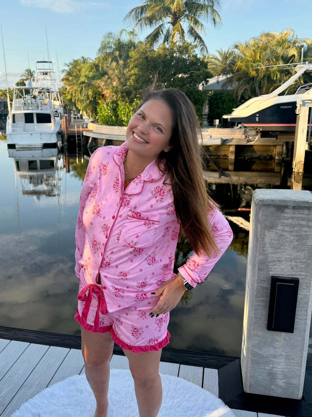 Blushing Blooms Ruffle Pajama Set by Jess Lea - BFF Here