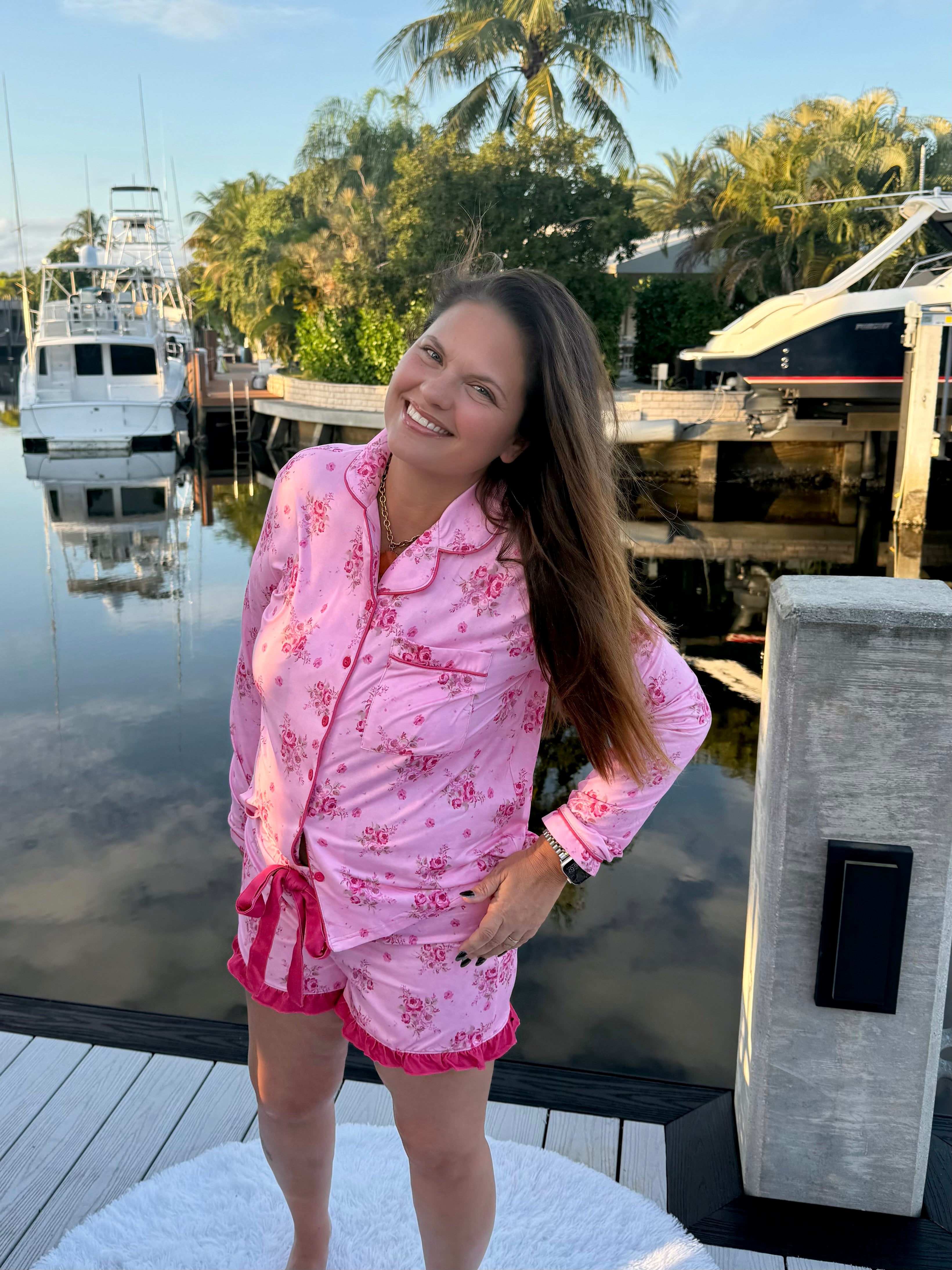 Blushing Blooms Ruffle Pajama Set by Jess Lea - BFF Here