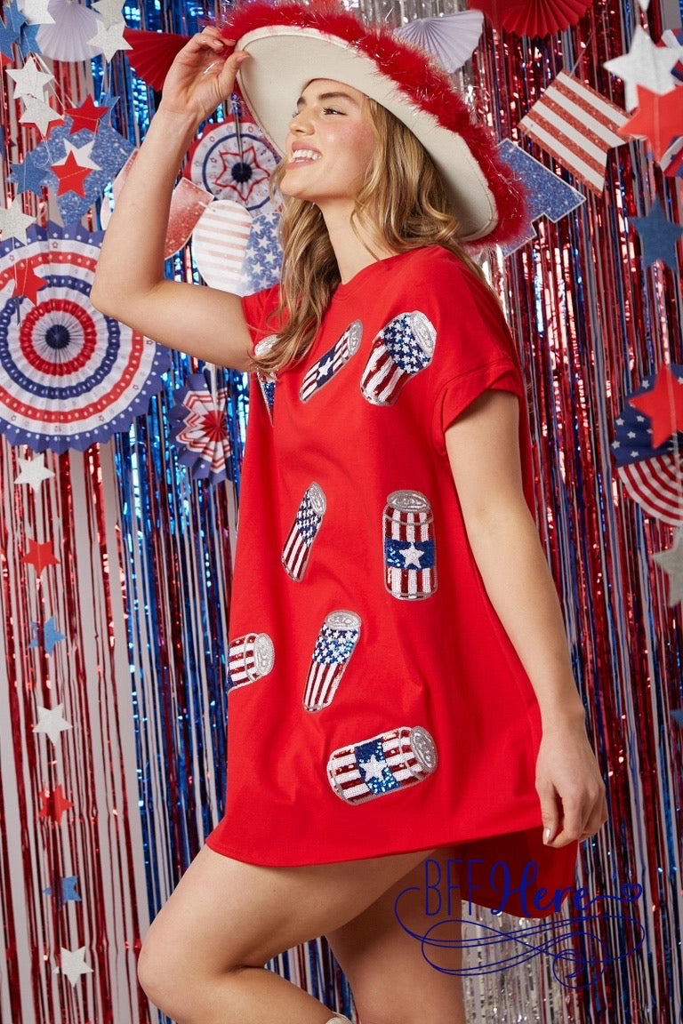 Cheers to the USA: Beer Can T-Shirt Dress - BFF Here