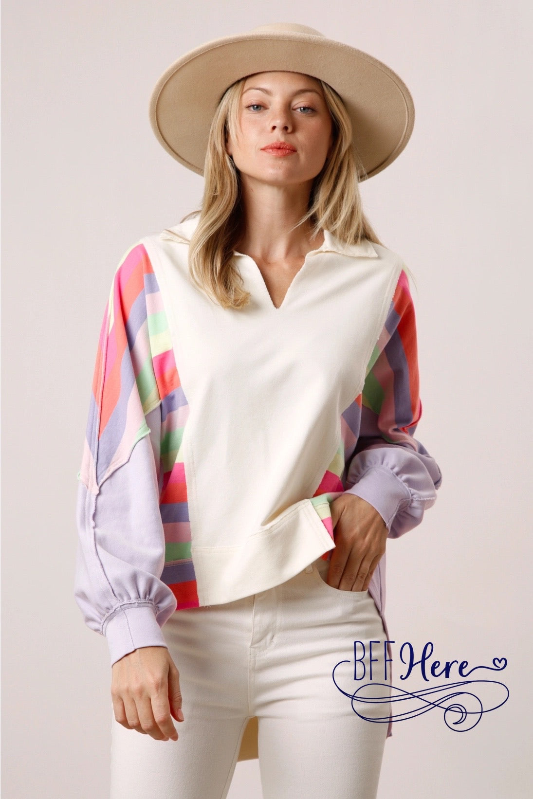 PREORDER: Urban Palette: Relaxed Fit Color Block Sweatshirt ( Ships Middle of January ) - BFF Here