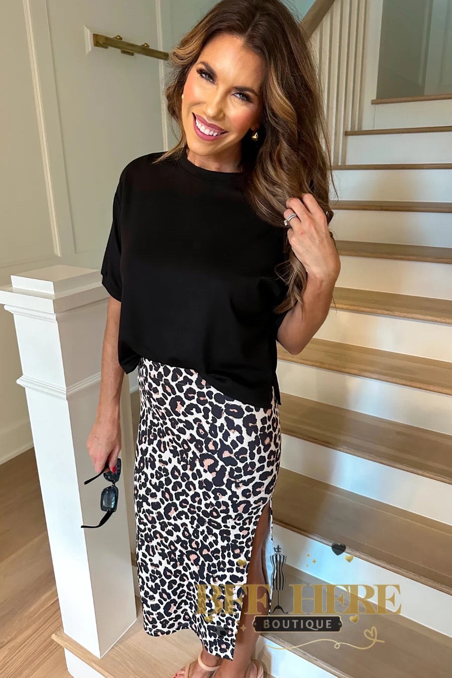 Leopard Printed Midi Skirt by Jess Lea - BFF Here