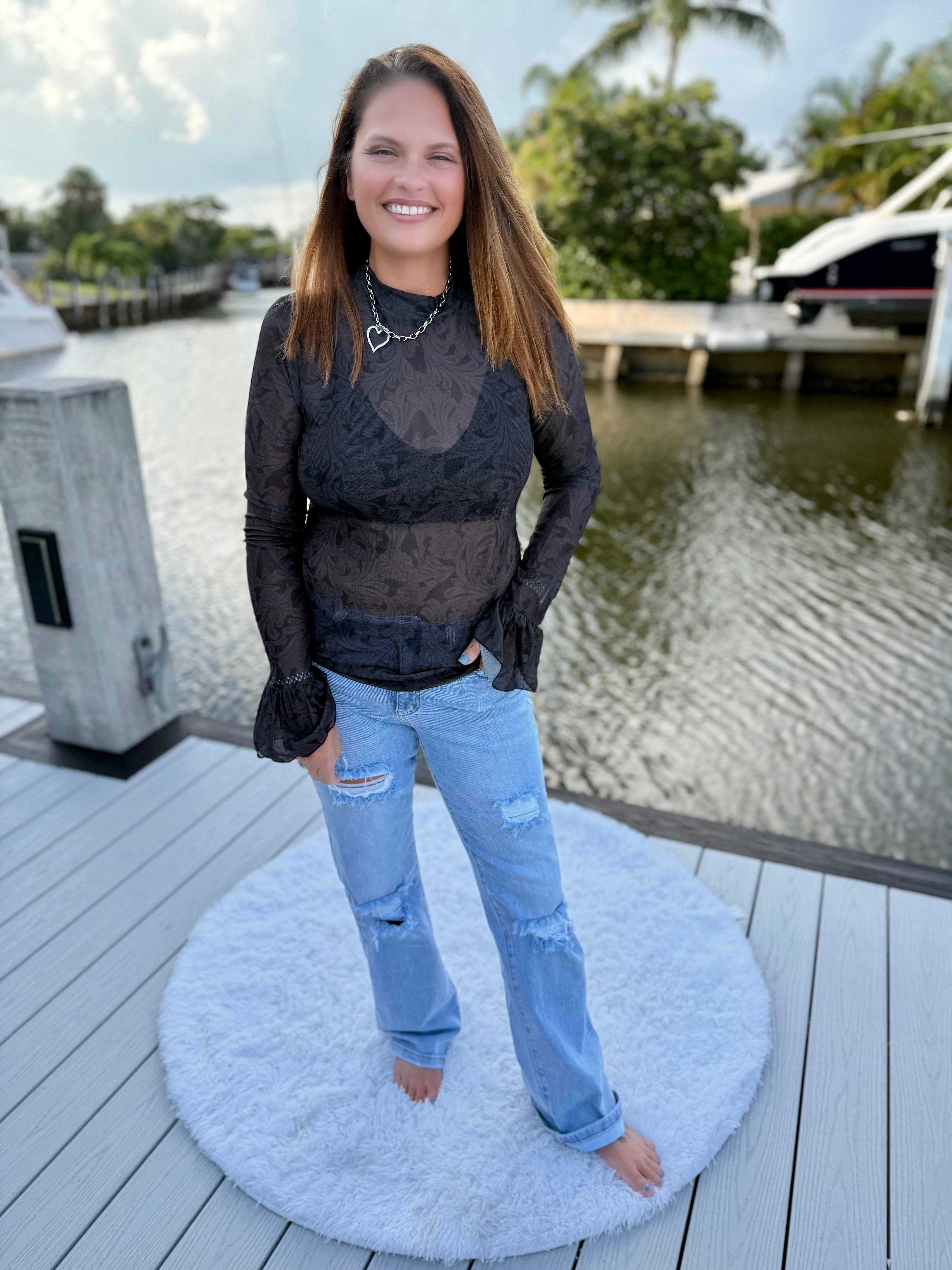 Tooled In Black Mesh Top by Sterling Kreek - BFF Here